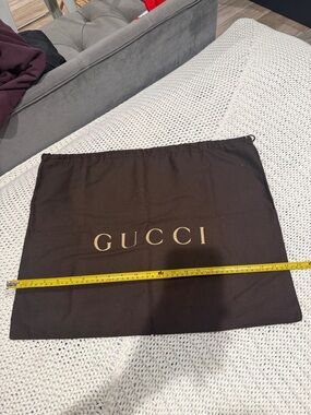 Gucci Brown Drawstring Dust Bag with Gold Logo